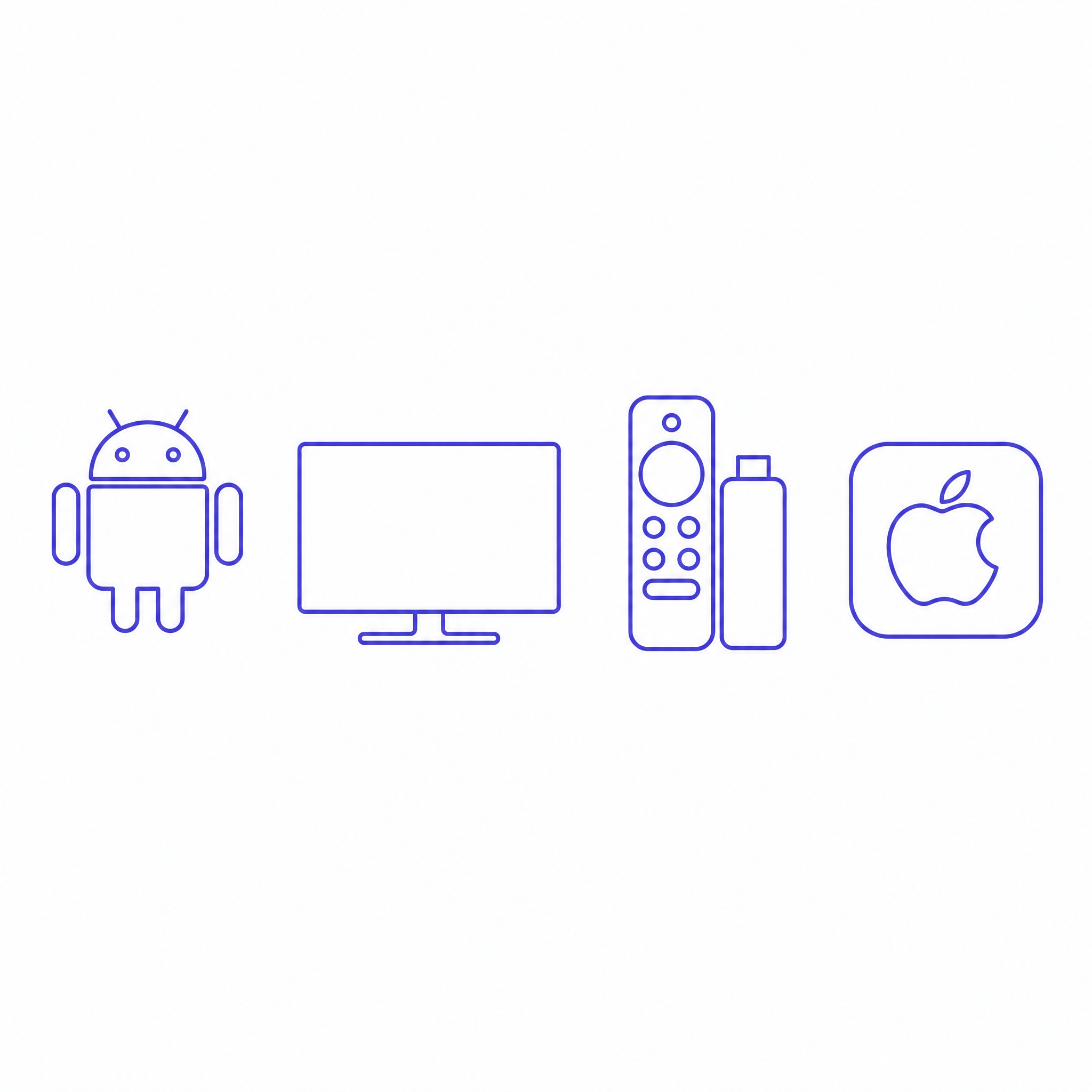 Icônes Android, Smart TV, Amazon Firestick, iOS/Apple TV